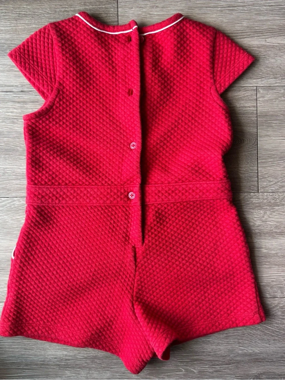 Janie and Jack Red Quilted Trim Girl's Romper
